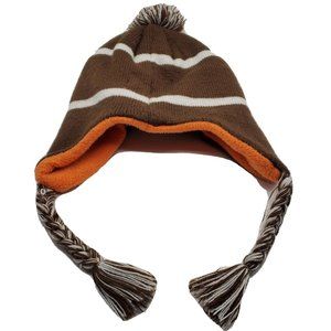 Capelli NY Trapper Hat Kids Beanie Winter Brown White Tassels Orange Lining S/M